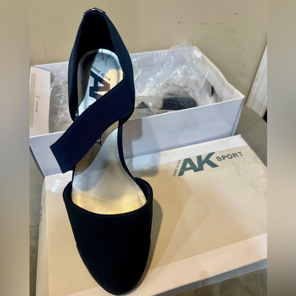 Anne Klein Navy Wedge Shoes - Picture 2 of 5